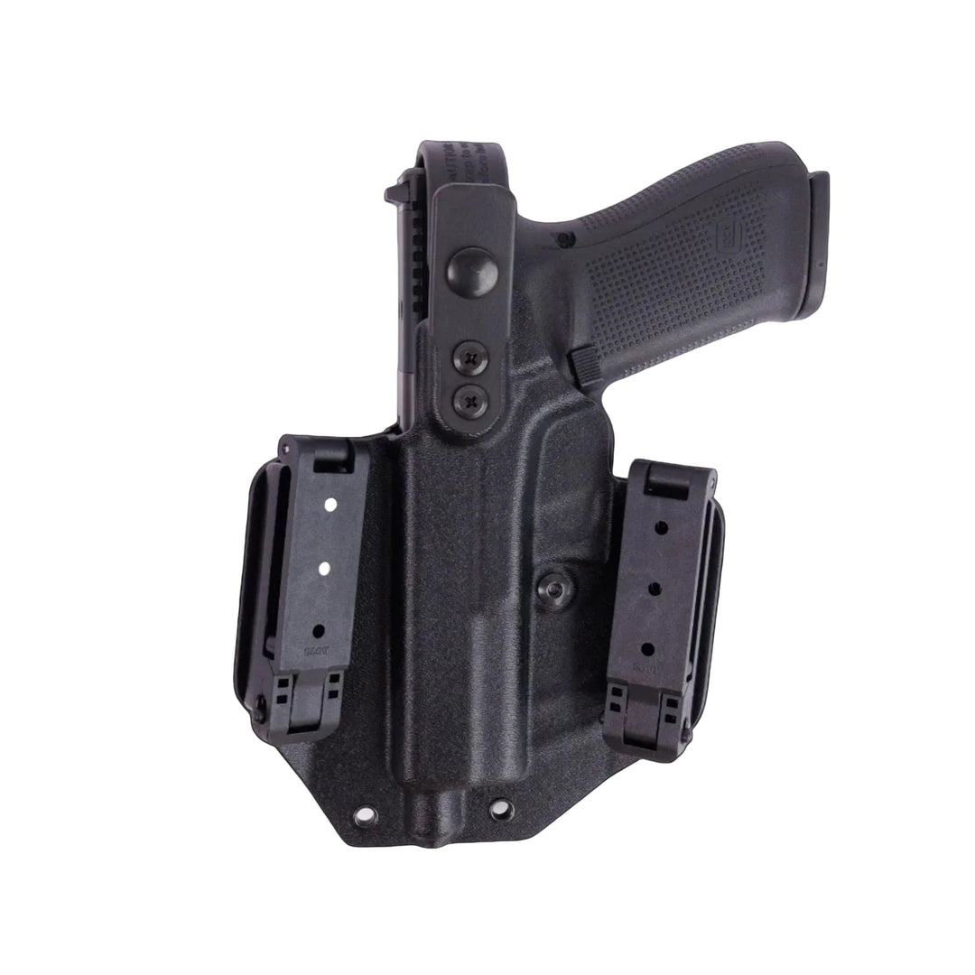Glock 17 Black gun holster with a gun inside on a white background
