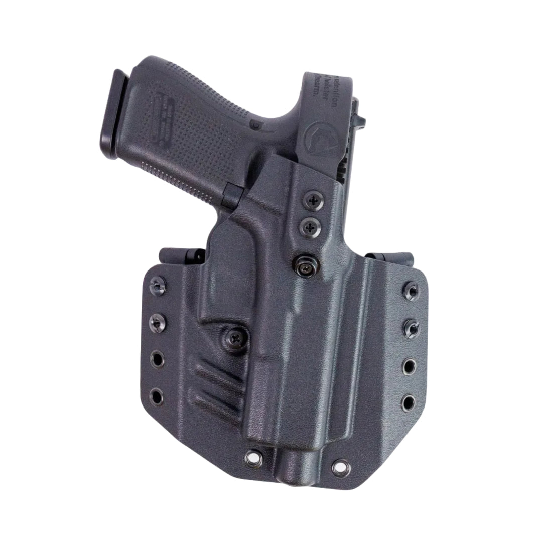 Black gun holster on a white background
