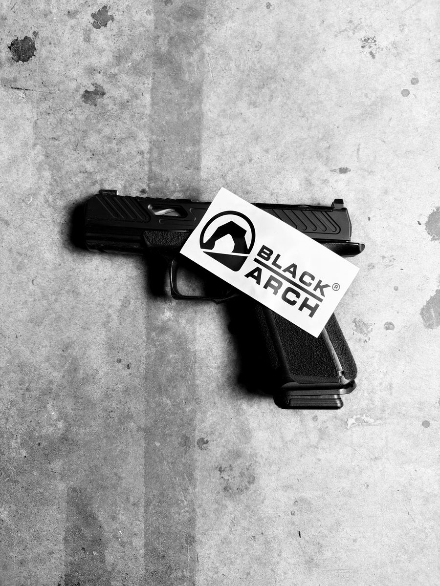 Grey Retro Arch Sticker | Black Arch Holsters